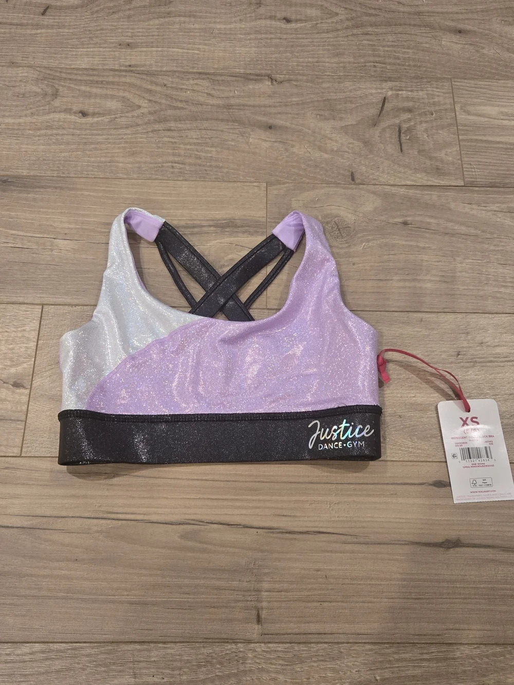 NWT Justice Girls Metallic Colorblock Sports Bra & Shorties 2PC Set Gym Dance XS